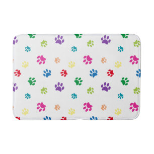 Tapis De Bain Empreintes de pattes peints en arc-en-ciel