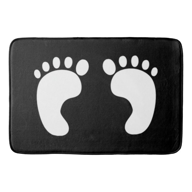Tapis De Bain Empreintes de pieds noires et blanches mignonnes (Devant)