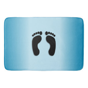 Tapis De Bain Empreintes Pieds Nus Bleu