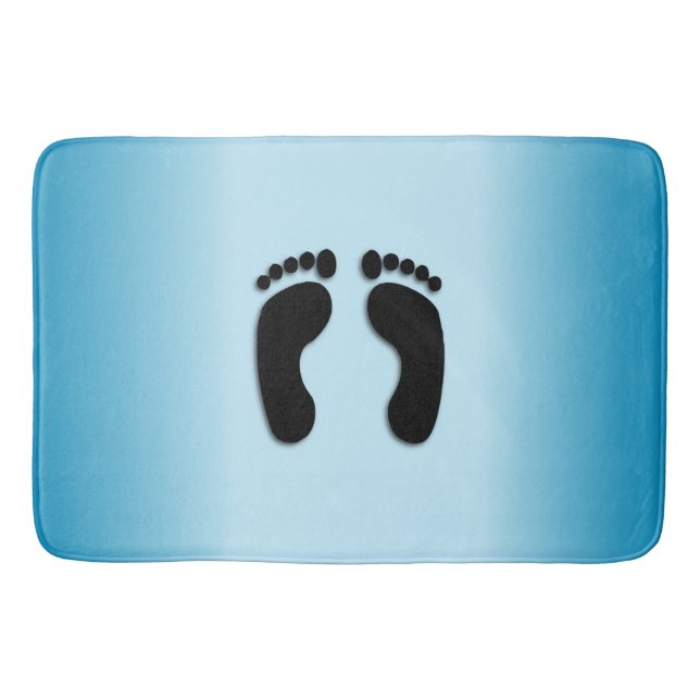 Tapis De Bain Empreintes Pieds Nus Bleu (Devant)