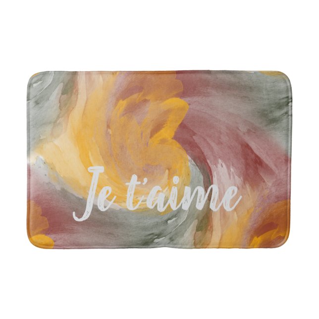 Tapis De Bain En amour Français Automne Aquarelle Paint Swirls (Devant)