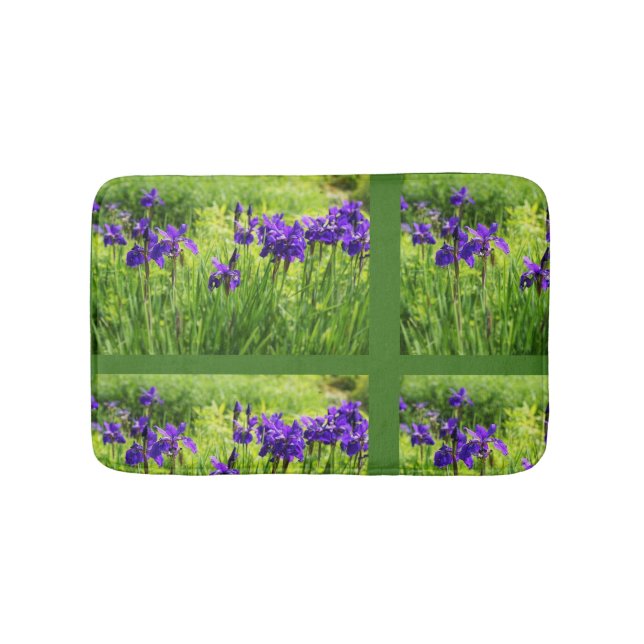 Tapis de bain en art floral botanique Iris violets (Devant)