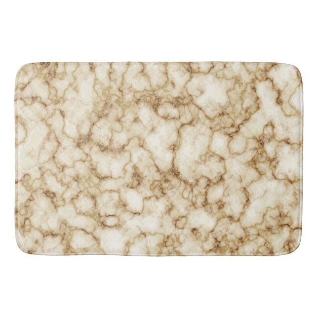 Tapis de bain en faux marbre or blanc moderne (Devant)