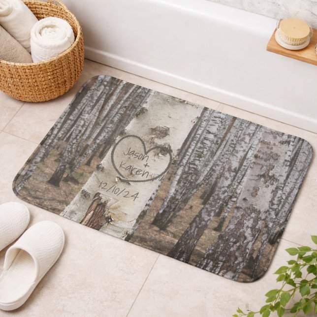 Tapis de bain en forme de cœur sculpté rustique pe (Créateur téléchargé)