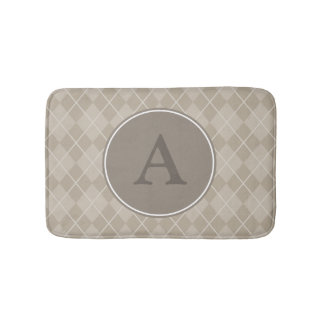 Tapis de bain en monogramme rustique marron