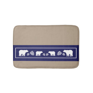 Tapis de bain en mousse de pin bleu rustique ours