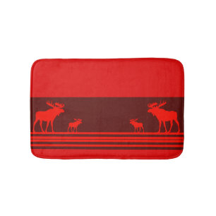 Tapis de bain en mousse d'orignal rouge rustique