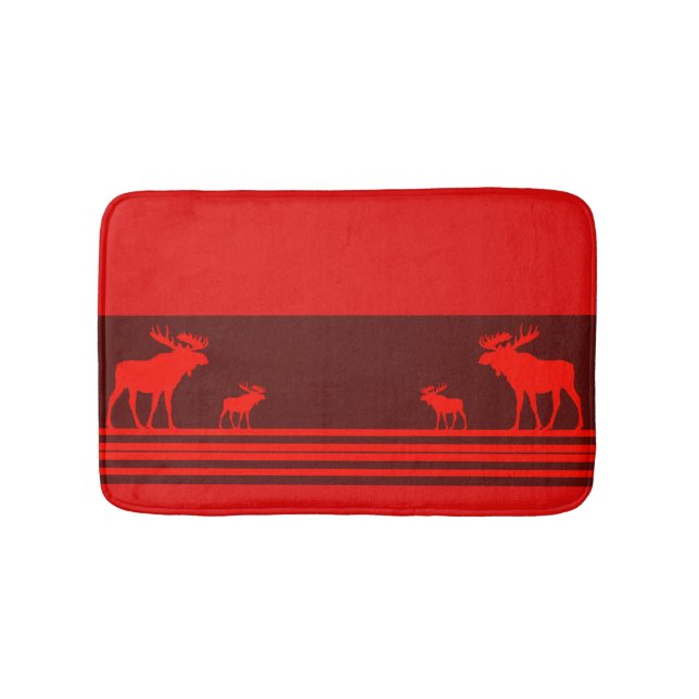 Tapis de bain en mousse d'orignal rouge rustique (Devant)
