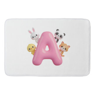 Tapis de bain en peluche Lettre A Ballon Rose 3D
