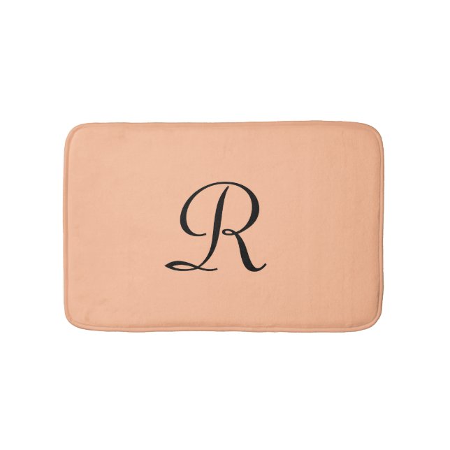 Tapis de bain en peluche monogrammé Peach Fuzz (Devant)