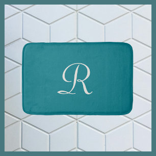 Tapis de bain en peluche tendance avec monogramme