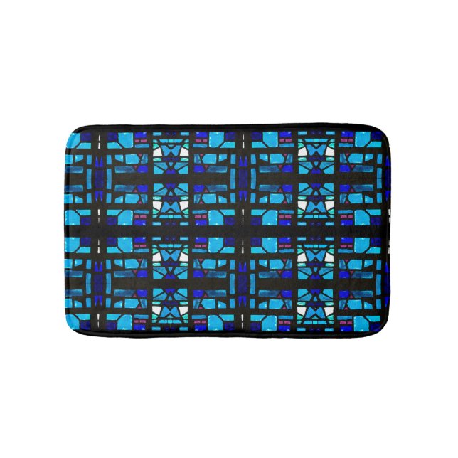 Tapis de bain en verre teinté bleu (Devant)