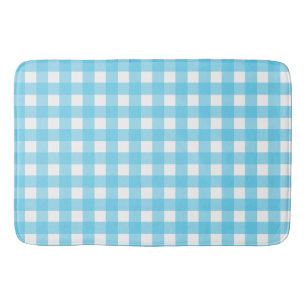 Tapis De Bain En vichy bleu cérusé clair