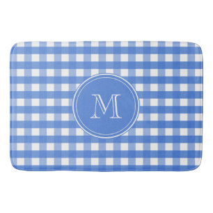 Tapis De Bain En vichy en bleu et blanc