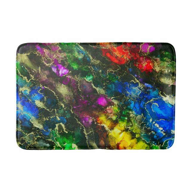 Tapis De Bain Encre d'alcool psychédélique Peinture Abstraite (Devant)