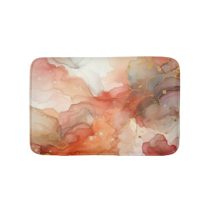 Tapis De Bain encre d'alcool rouge et orange