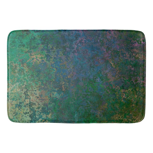 Tapis De Bain Encre d'alcool vert foncé et bleu Abstrait (Devant)