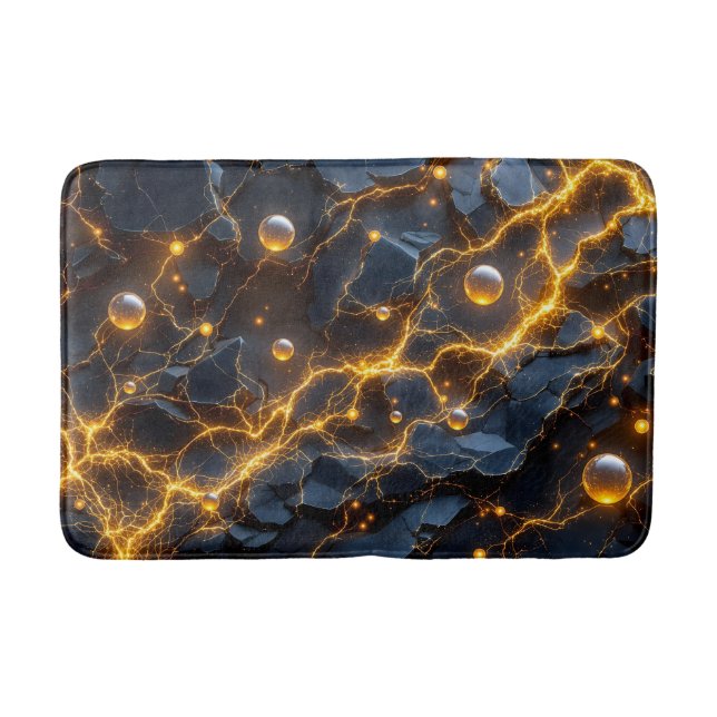 Tapis De Bain Énergie électrique Abstraite avec éclair doré (Devant)
