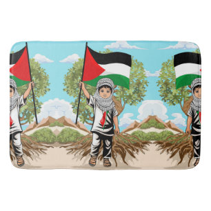 Tapis De Bain Enfant avec le drapeau de Keffiyeh Palestine