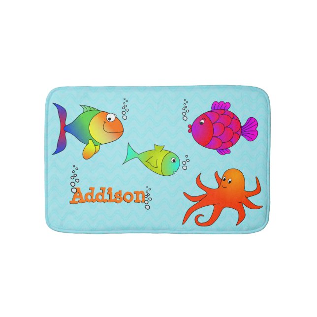 Tapis De Bain Enfants mignons et amicaux de créatures de mer (Devant)