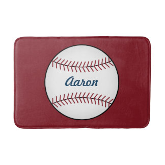 Tapis De Bain Enfants personnalisés Red Baseball Salle de bain M