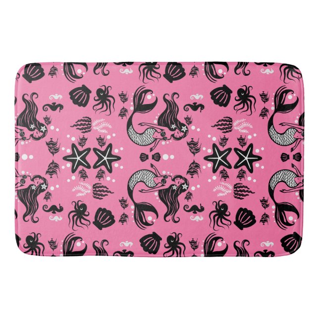 Tapis De Bain Enfants Sirène Rose (Devant)