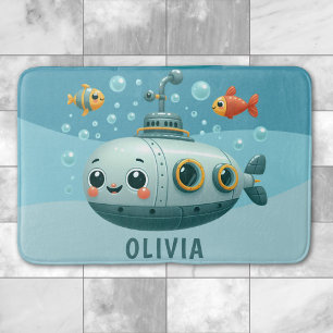 Tapis De Bain Enfants souriants sous-marin mignon avec poissons 