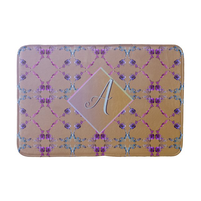 Tapis De Bain Ensemble de bain de bain de fond de Rose de Lavand (Devant)