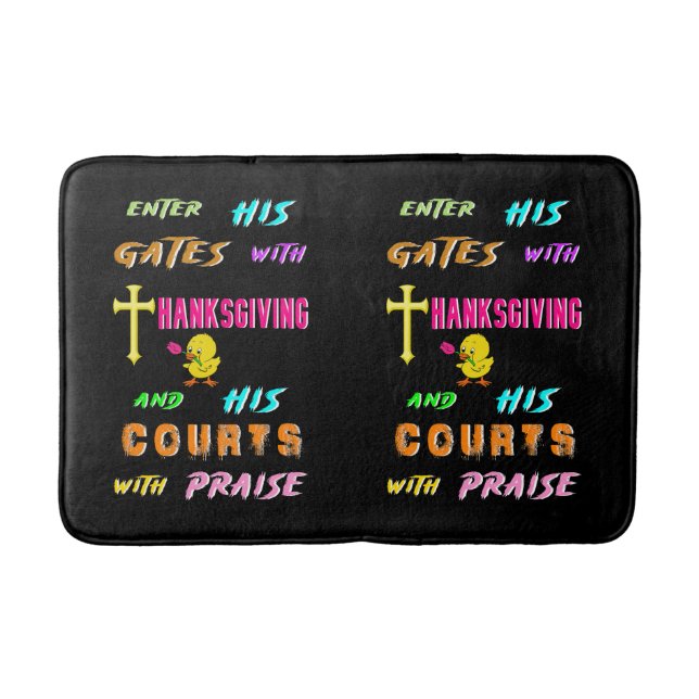 Tapis De Bain Entrez Son Gates Chick Novembre Cross Thankgiving (Devant)