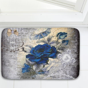 Tapis De Bain Ephémère de Rose victorien bleu foncé