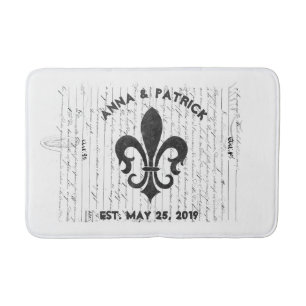 Tapis De Bain Éphémères français vintages B et W Fleur De Lis