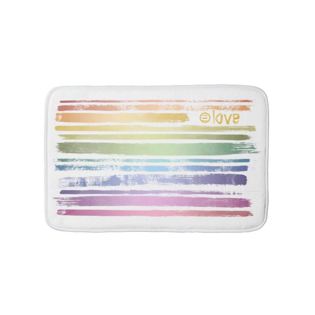 Tapis De Bain Equality Love Rainbow Brush Strokes LGBTQ ID656 (Devant)