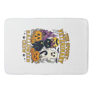 Tapis De Bain Équipe vétérinaire effrayante Halloween Chat noir
