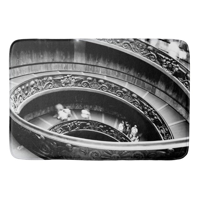 Tapis De Bain Escalier spiral noir et blanc (Devant)