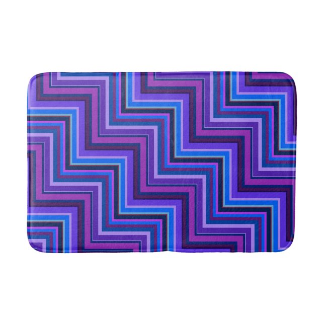 Tapis De Bain Escaliers à rayures bleues et violettes (Devant)