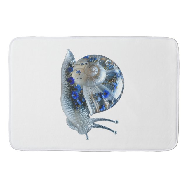Tapis de bain escargot floral bleu (Devant)