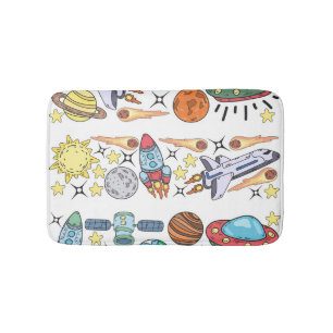 Tapis De Bain Espace extra-atmosphérique : Doodles Vintages tiré