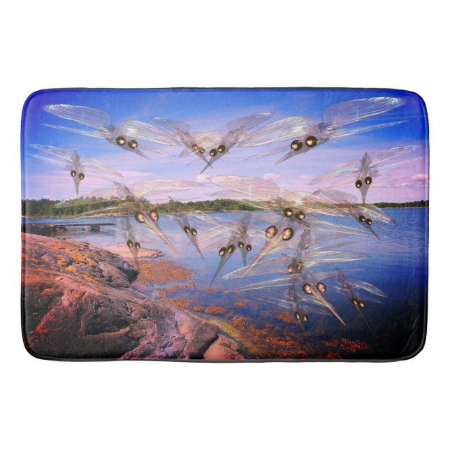 Tapis De Bain Essaim de moustiques, fjord de scandinavie, (Devant)
