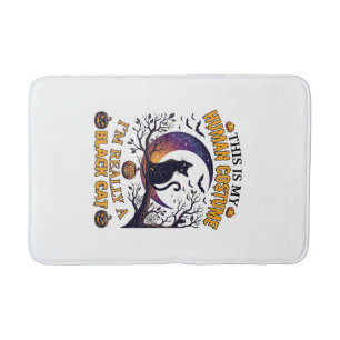 Tapis De Bain Est Costume Humain Chat Noir Halloween Lune_1