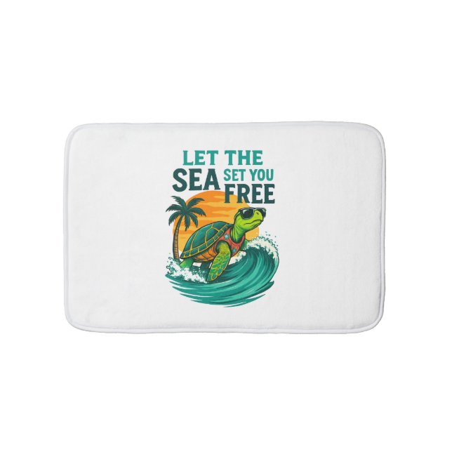 Tapis De Bain Été cool - Vibes de tortues marines (Devant)