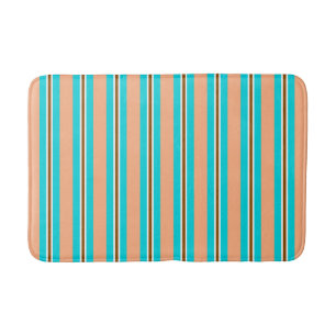 Tapis De Bain Eté Grandes, Aqua, Coral Orange et Brown