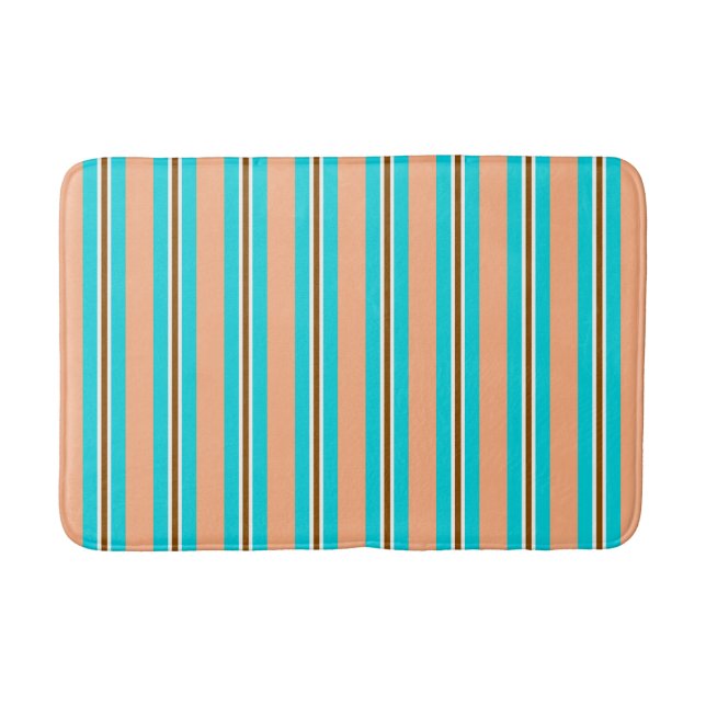 Tapis De Bain Eté Grandes, Aqua, Coral Orange et Brown (Devant)