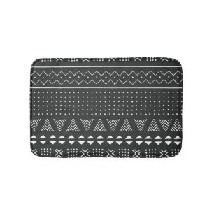Tapis De Bain Ethnie tribale : motif noir blanc.