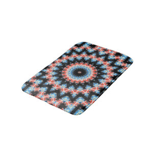 Tapis De Bain Étoile de mandala noire, bleue et rouge