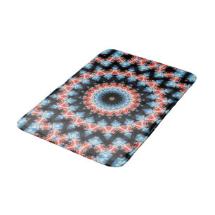 Tapis De Bain Étoile de mandala noire, bleue et rouge