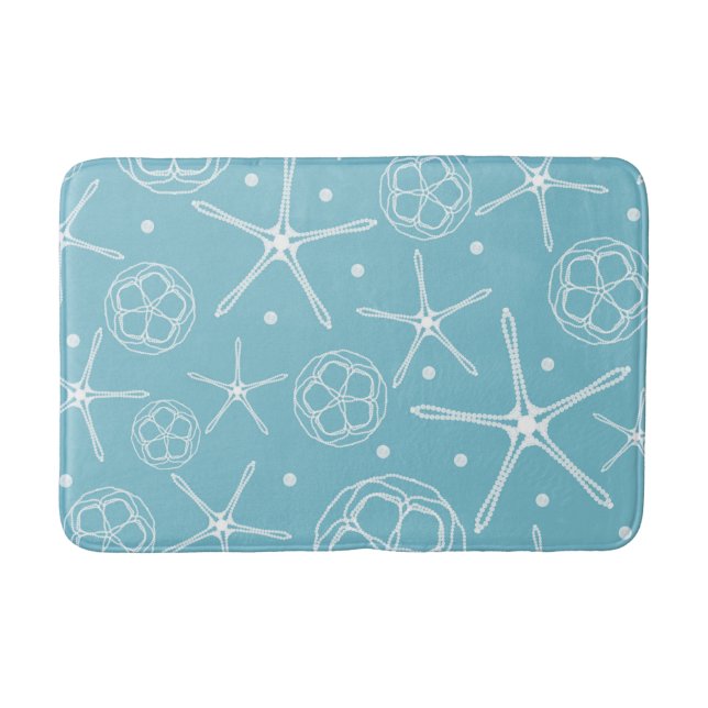 Tapis De Bain Étoile de mer blanche perle Élégante Classique Pla (Devant)