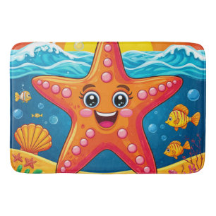 Tapis De Bain Étoile de mer de dessin animé mignonne souriant so