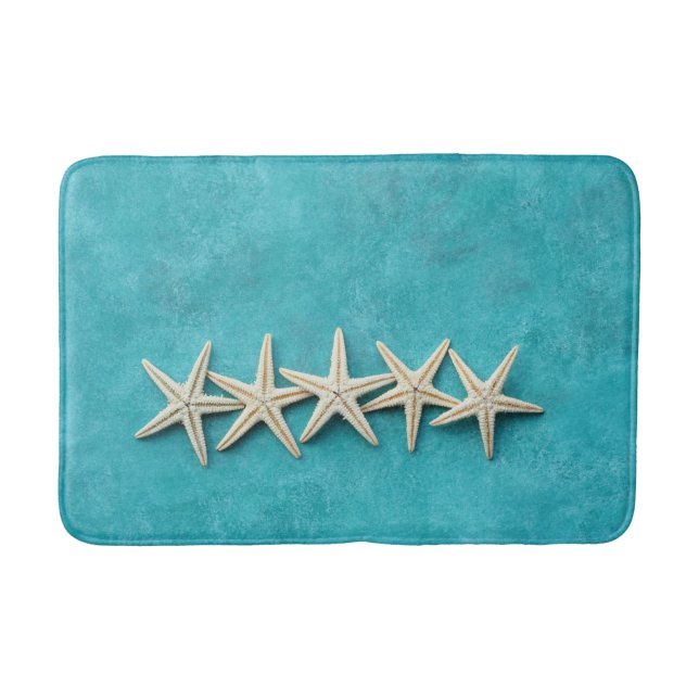 Tapis De Bain Étoile de mer sur fond bleu océan (Devant)