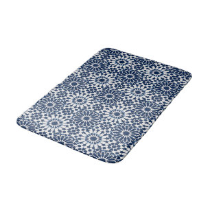 Tapis De Bain Étoile géométrique marocaine indigo Motif de mosaï