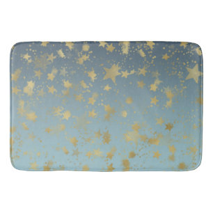 Tapis De Bain Étoiles Aqua Blue Gold Ombre